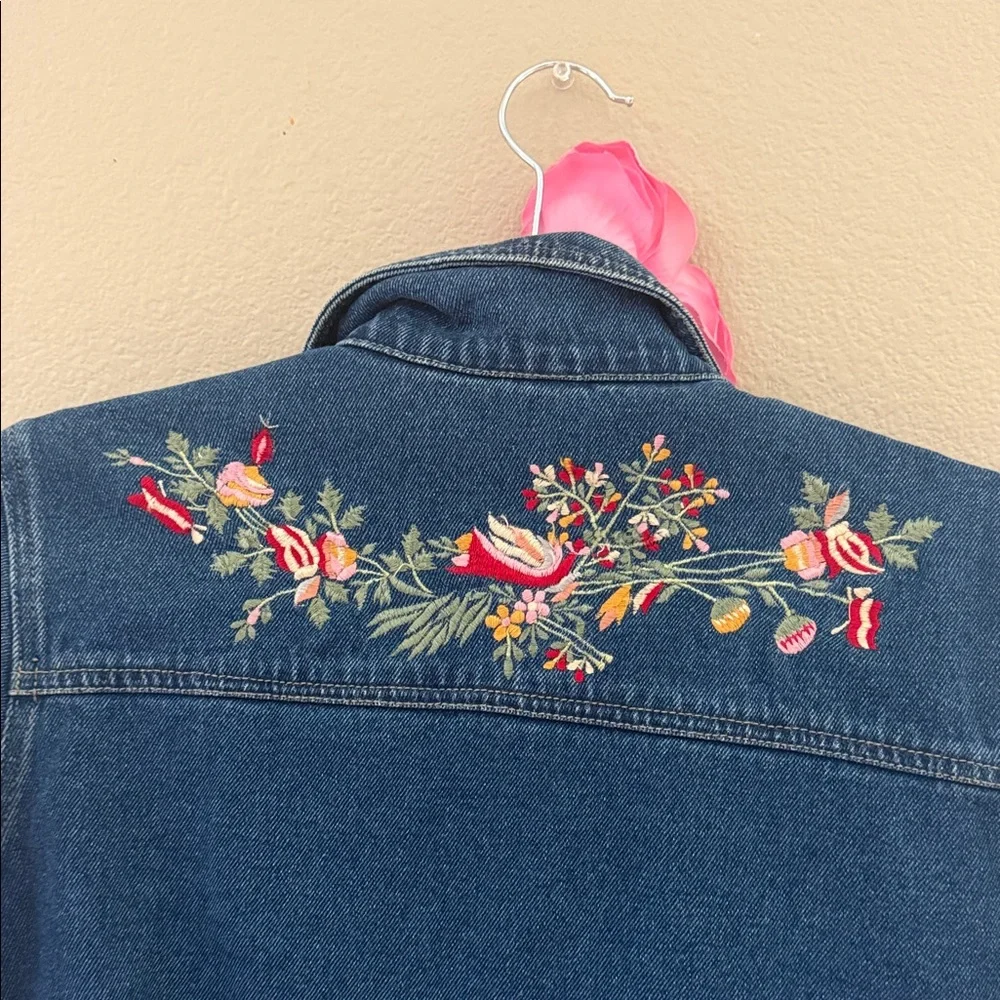 Denim&Co Blue Jacket with Floral Embroidery - Picture 8 of 9